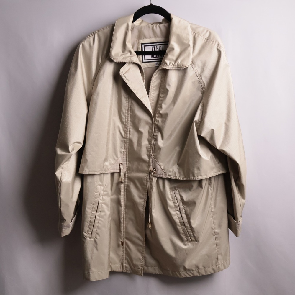VTG Fleet Street Womens Iridescent Tan Hoodless‎ Raincoat Windbreaker Jacket M